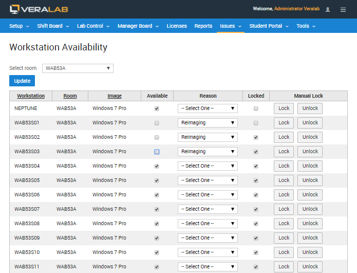 update station availability