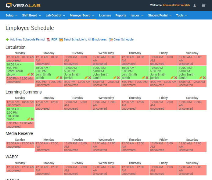 employee shift schedules